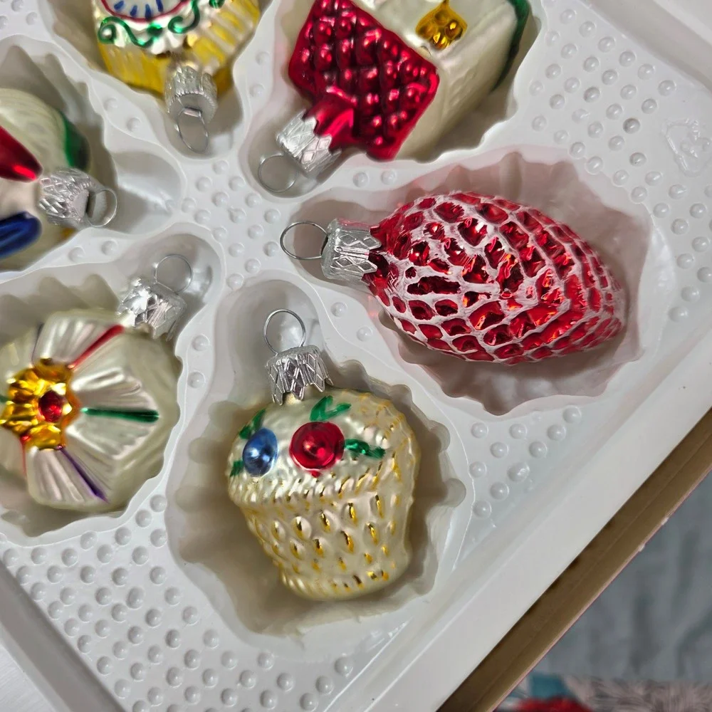 Home For The Holidays Vintage Miniature Glass Christmas Ornaments Set 12 Piece
